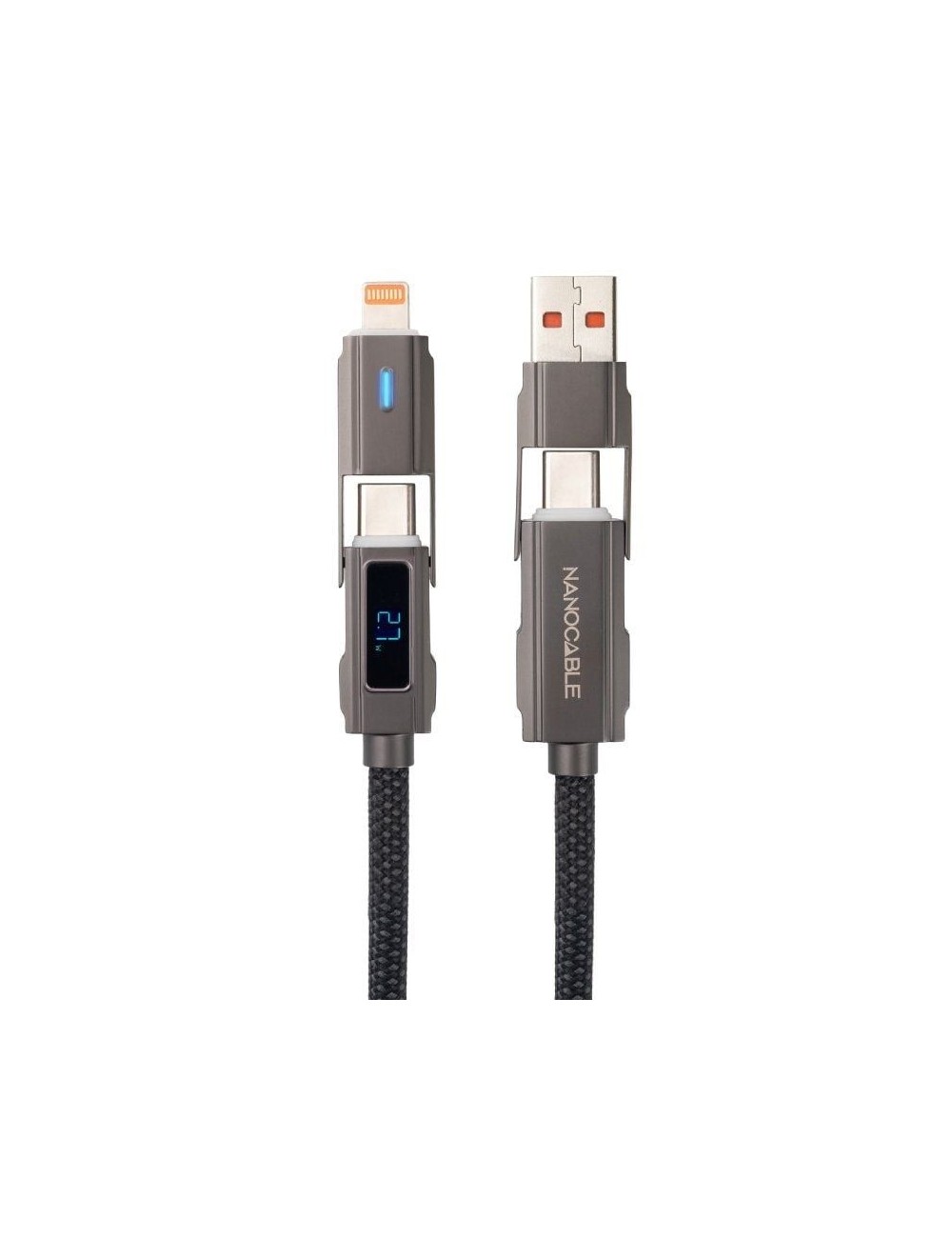 Cable USB 2.0 Tipo-C Nanocable 10.01.2501/ USB Tipo-C Macho + USB Macho - USB Tipo-C Macho + Lightning Macho/ Hasta 27W/ 480Mbps