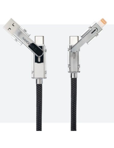 Cable USB 2.0 Tipo-C Nanocable 10.01.2601/ USB Tipo-C Macho + USB Macho - USB Tipo-C Macho + Lightning Macho/ Hasta 27W/ 480Mbps