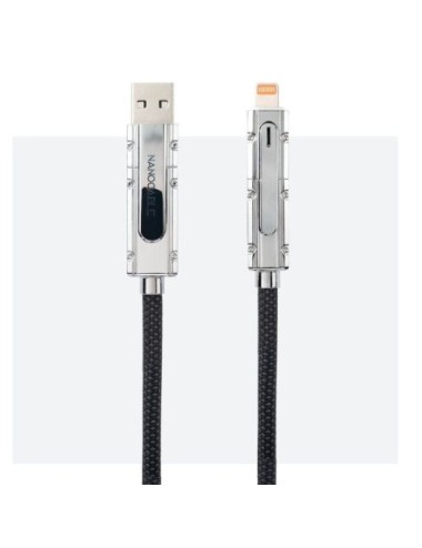 Cable USB 2.0 Tipo-C Nanocable 10.01.2601/ USB Tipo-C Macho + USB Macho - USB Tipo-C Macho + Lightning Macho/ Hasta 27W/ 480Mbps