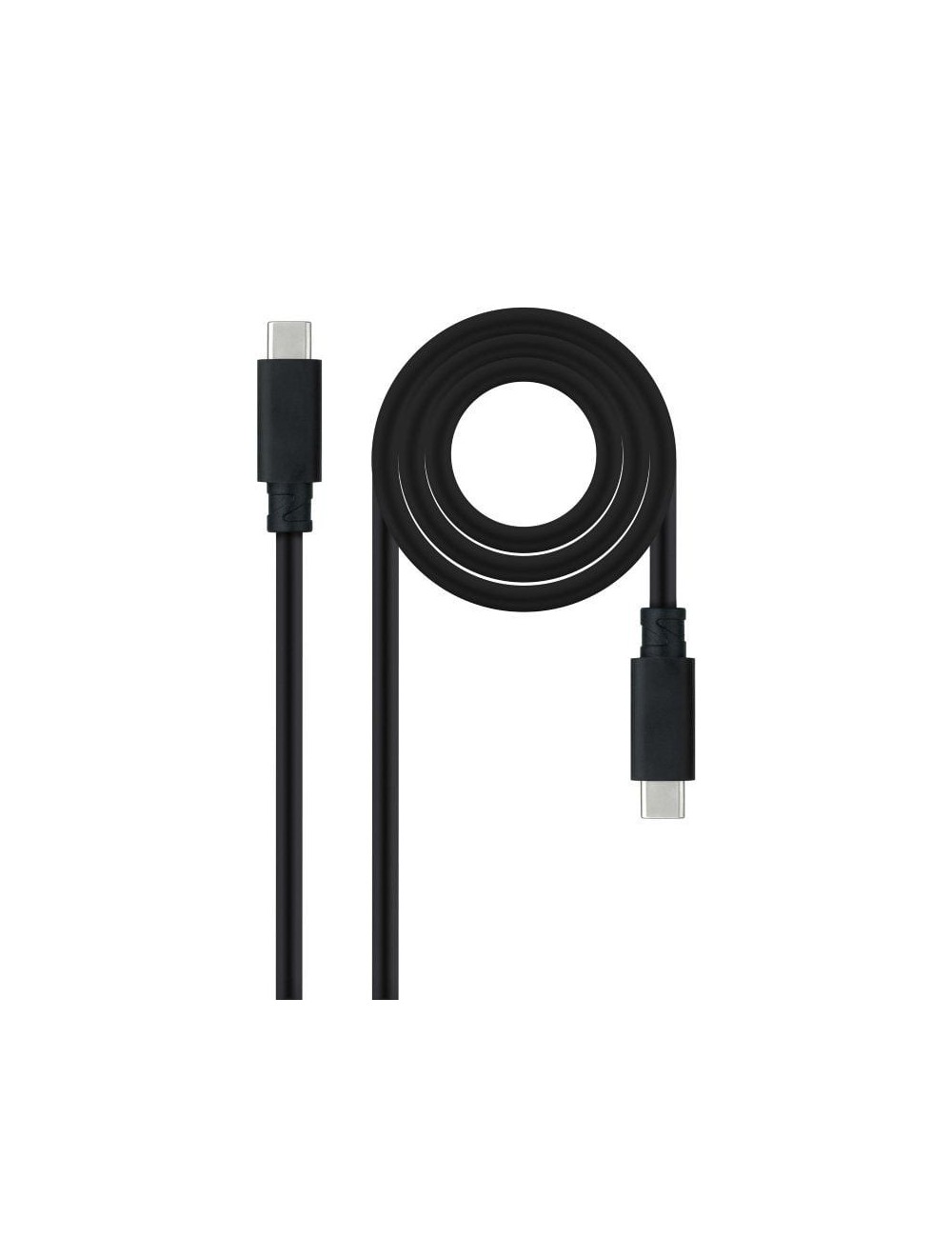 Cable USB 3.1 Tipo-C Nanocable 10.01.4100/ USB Tipo-C Macho - USB Tipo-C Macho/ Hasta 100W/ 10Gbps/ 50cm/ Negro