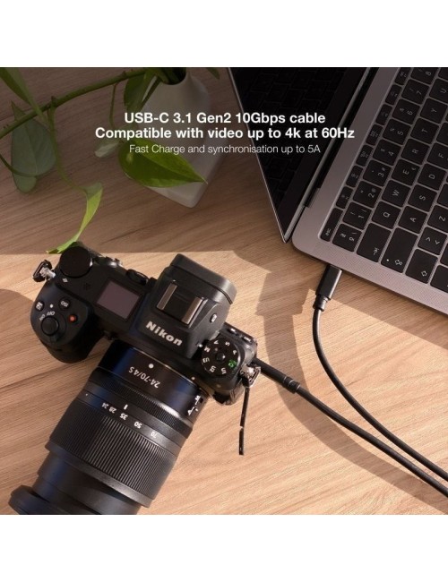 Cable USB 3.1 Tipo-C Nanocable 10.01.4100/ USB Tipo-C Macho - USB Tipo-C Macho/ Hasta 100W/ 10Gbps/ 50cm/ Negro