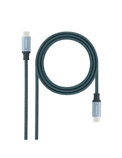 Cable USB 3.1 Tipo-C Nanocable 10.01.4101-COMB/ USB Tipo-C Macho - USB Tipo-C Macho/ Hasta 100W/ 10Gbps/ 1m/ Gris y Negro