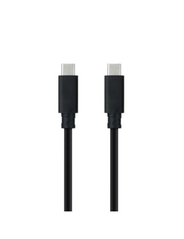 Cable USB 3.1 Tipo-C Nanocable 10.01.4101-L150/ USB Tipo-C Macho - USB Tipo-C Macho/ Hasta 100W/ 10Gbps/ 1.5m/ Negro