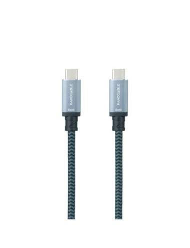Cable USB 3.1 Tipo-C Nanocable 10.01.4102-COMB/ USB Tipo-C Macho - USB Tipo-C Macho/ Hasta 100W/ 10Gbps/ 2m/ Gris y Negro