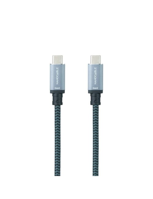 Cable USB 3.1 Tipo-C Nanocable 10.01.4102-COMB/ USB Tipo-C Macho - USB Tipo-C Macho/ Hasta 100W/ 10Gbps/ 2m/ Gris y Negro