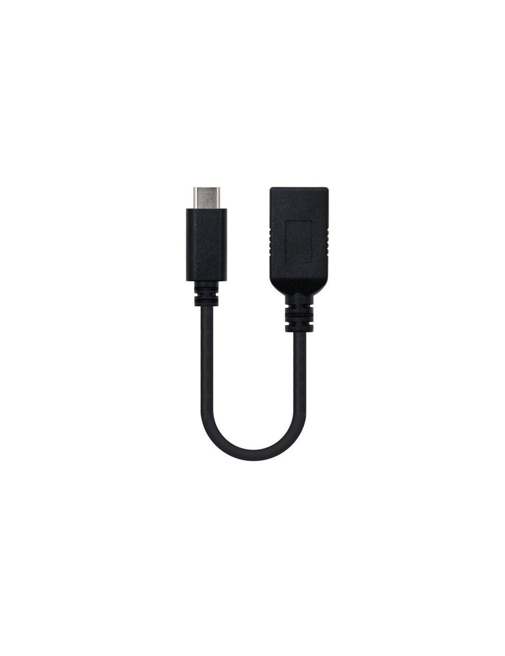 Cable USB 3.1 Nanocable 10.01.4201/ USB Tipo-C Macho - USB Hembra/ 15cm/ Negro
