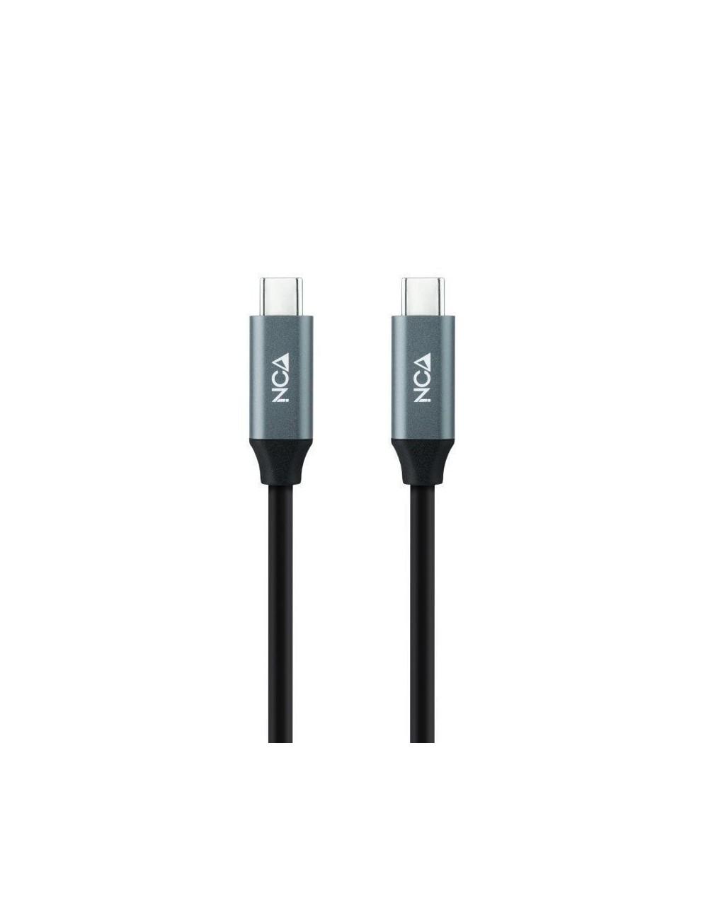 Cable USB 3.2 Nanocable 10.01.4300/ USB Tipo-C Macho - USB Tipo-C Macho/ Hasta 100W/ 20Gbps/ 50cm/ Gris y Negro