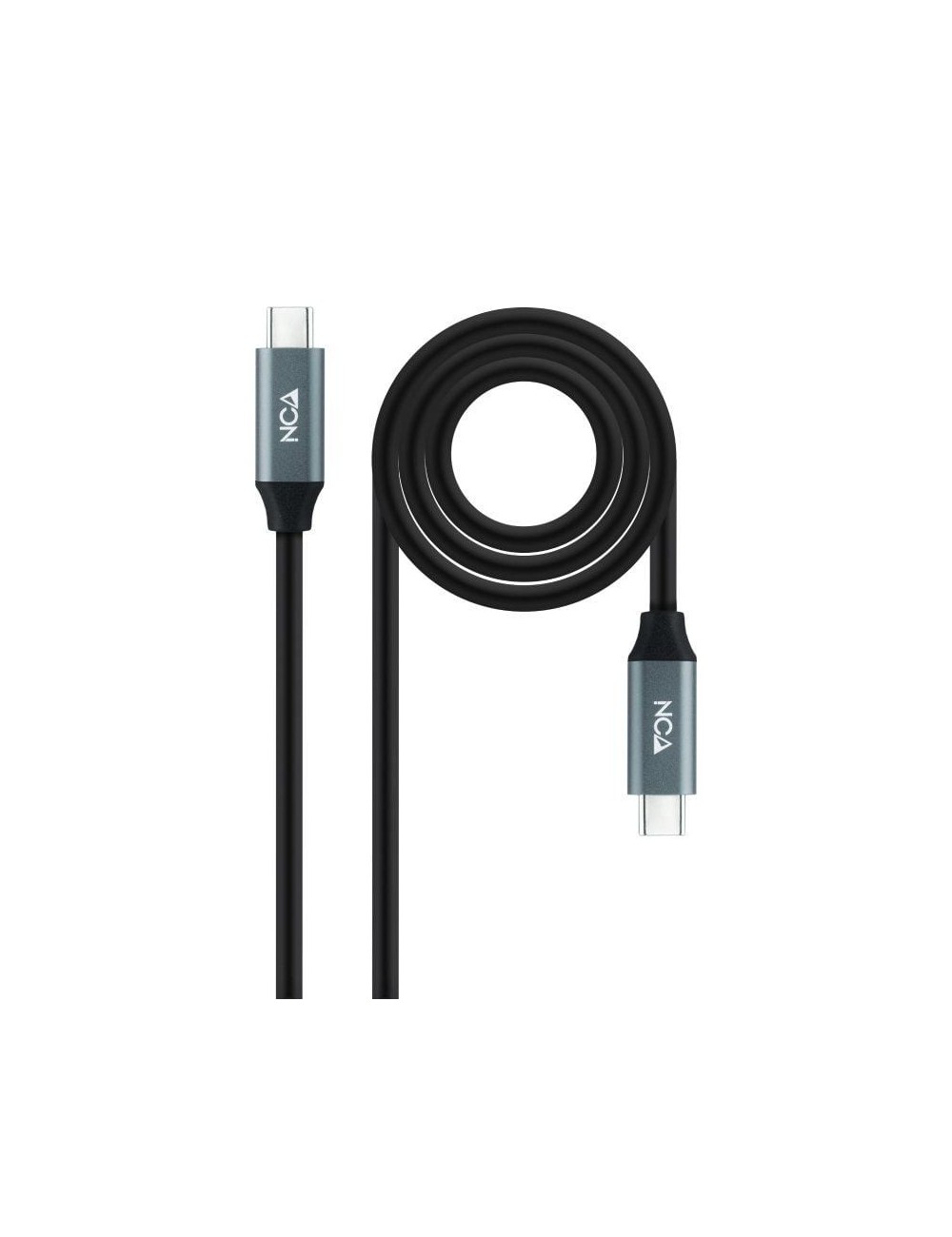Cable USB 3.2 Tipo-C Nanocable 10.01.4301 5A 100W/ USB Tipo-C Macho - USB Tipo-C Macho/ Hasta 100W/ 20Gbps/ 1m/ Gris y Negro