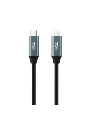 Cable USB 3.2 Tipo-C Nanocable 10.01.4301-L150/ USB Tipo-C Macho - USB Tipo-C Macho/ Hasta 100W/ 20Gbps/ 1.5m/ Gris y Negro