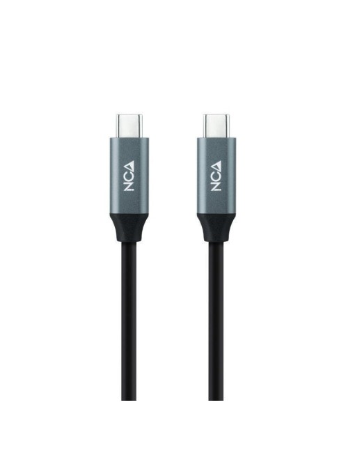 Cable USB 3.2 Nanocable 10.01.4302/ USB Tipo-C Macho - USB Tipo-C Macho/ Hasta 100W/ 20Gbps/ 2m/ Gris y Negro