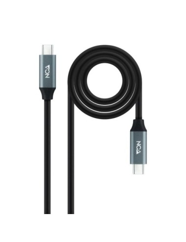 Cable USB 3.2 Nanocable 10.01.4302/ USB Tipo-C Macho - USB Tipo-C Macho/ Hasta 100W/ 20Gbps/ 2m/ Gris y Negro