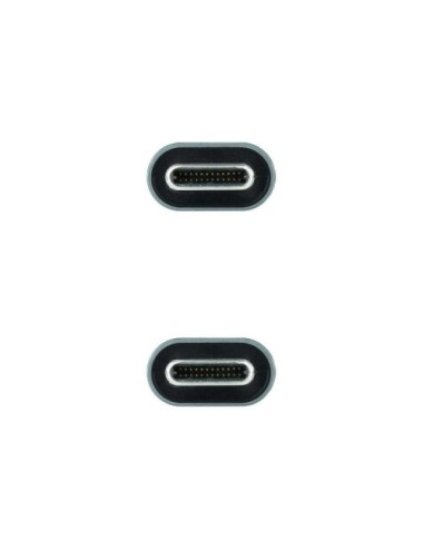 Cable USB 3.2 Nanocable 10.01.4302/ USB Tipo-C Macho - USB Tipo-C Macho/ Hasta 100W/ 20Gbps/ 2m/ Gris y Negro