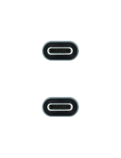 Cable USB 3.2 Nanocable 10.01.4302/ USB Tipo-C Macho - USB Tipo-C Macho/ Hasta 100W/ 20Gbps/ 2m/ Gris y Negro