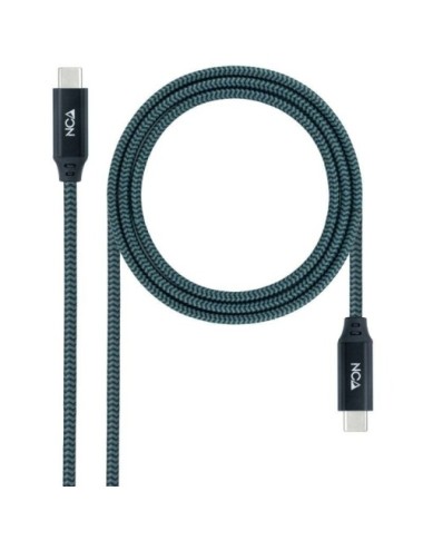 Cable USB 3.2 Tipo-C Nanocable 10.01.4302-COMB/ USB Tipo-C Macho - USB Tipo-C Macho/ Hasta 100W/ 20Gbps/ 2m/ Gris y Negro