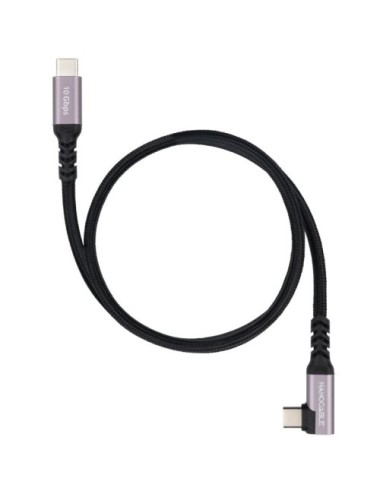Cable USB 3.2 Tipo-C Acodado Nanocable 10.01.4701/ USB Tipo-C Macho - USB Tipo-C Macho/ Hasta 100W/ 10Gbps/ 1m/ Negro