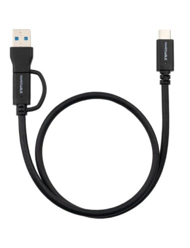 Cable USB 3.2 Tipo-C Nanocable 10.01.4800/ USB Tipo-C Macho/ USB Macho - USB Tipo-C Macho/ Hasta 60W/ 10Gbps/ 50cm/ Negro