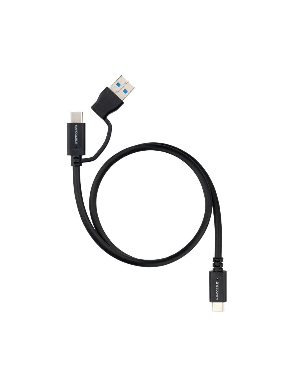 Cable USB 3.2 Tipo-C Nanocable 10.01.4801/ USB Tipo-C Macho/ USB Macho - USB Tipo-C Macho/ Hasta 60W/ 10Gbps/ 1m/ Negro