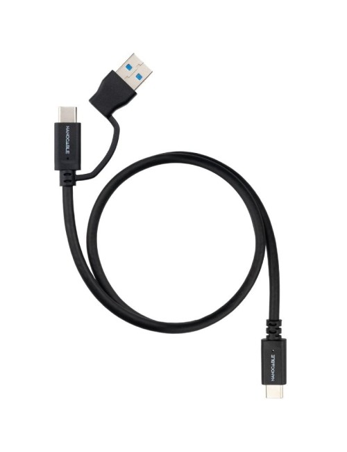 Cable USB 3.2 Tipo-C Nanocable 10.01.4801/ USB Tipo-C Macho/ USB Macho - USB Tipo-C Macho/ Hasta 60W/ 10Gbps/ 1m/ Negro