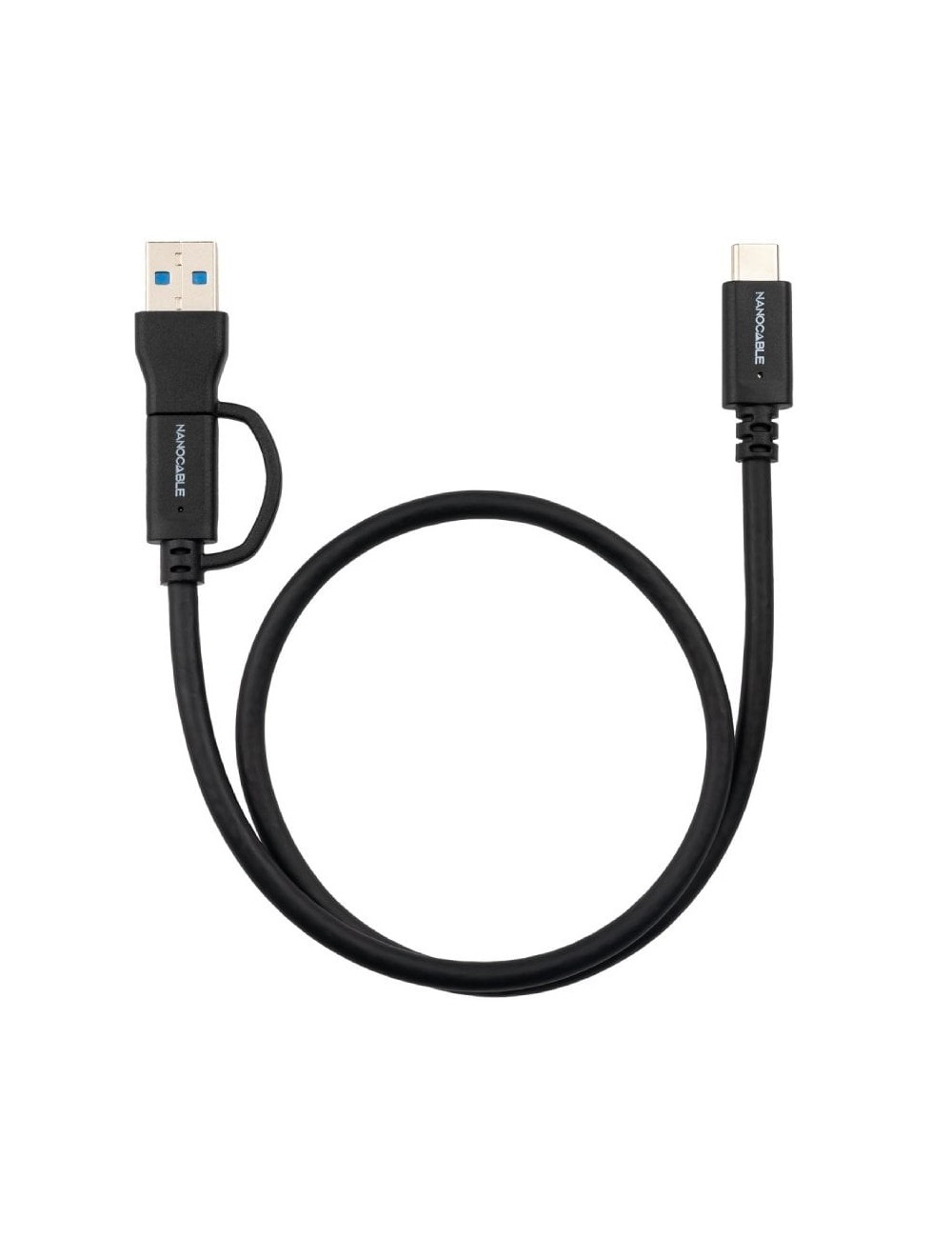 Cable USB 3.2 Tipo-C Nanocable 10.01.4801/ USB Tipo-C Macho/ USB Macho - USB Tipo-C Macho/ Hasta 60W/ 10Gbps/ 1m/ Negro
