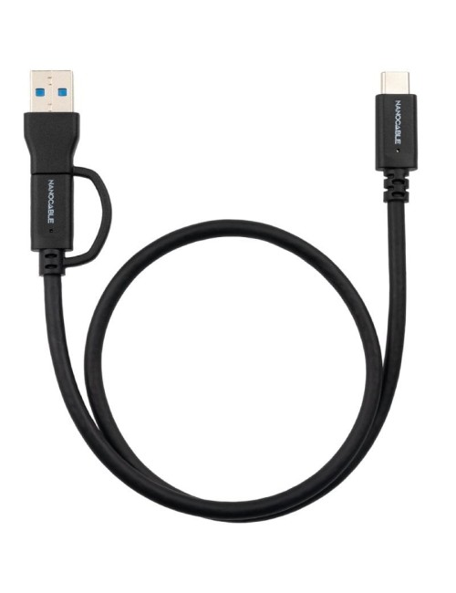 Cable USB 3.2 Tipo-C Nanocable 10.01.4801/ USB Tipo-C Macho/ USB Macho - USB Tipo-C Macho/ Hasta 60W/ 10Gbps/ 1m/ Negro
