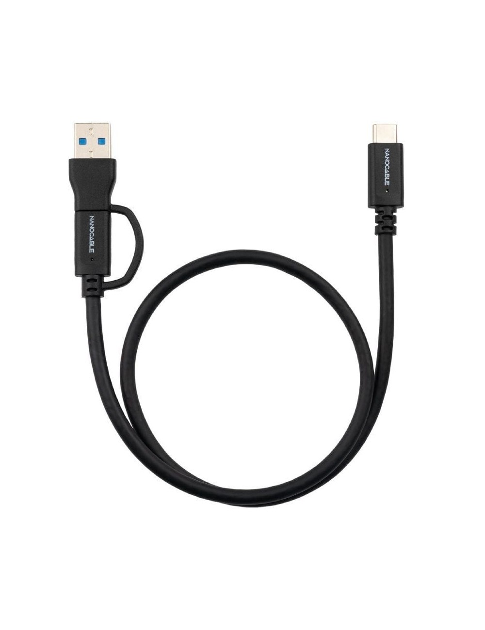 Cable USB 3.2 Tipo-C Nanocable 10.01.4802/ USB Tipo-C Macho/ USB Macho - USB Tipo-C Macho/ Hasta 60W/ 10Gbps/ 2m/ Negro