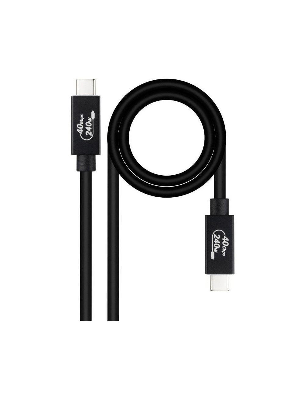 Cable USB 4.0 Nanocable 10.01.5001/ USB Tipo-C Macho - USB Tipo-C Macho/ Hasta 240W/ 40Gbps/ 1m/ Negro