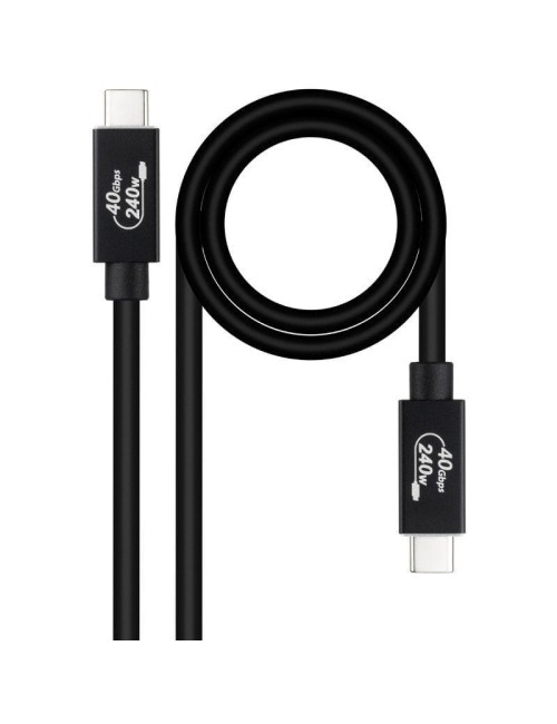 Cable USB 4.0 Nanocable 10.01.5001/ USB Tipo-C Macho - USB Tipo-C Macho/ Hasta 240W/ 40Gbps/ 1m/ Negro
