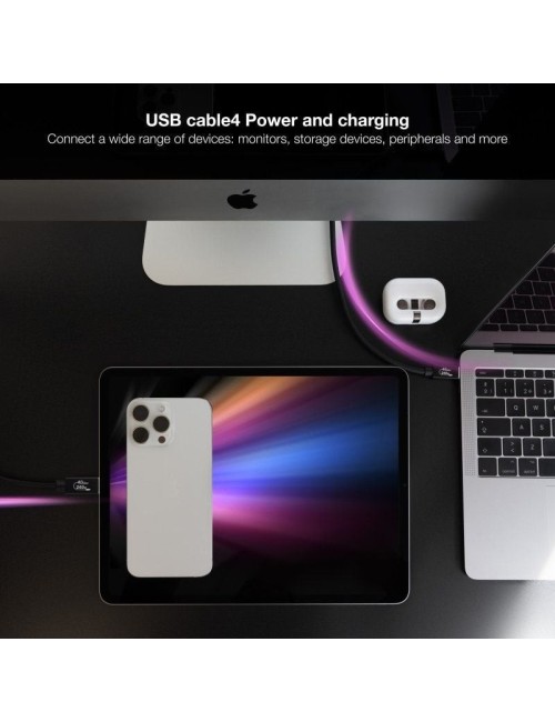 Cable USB 4.0 Nanocable 10.01.5001/ USB Tipo-C Macho - USB Tipo-C Macho/ Hasta 240W/ 40Gbps/ 1m/ Negro