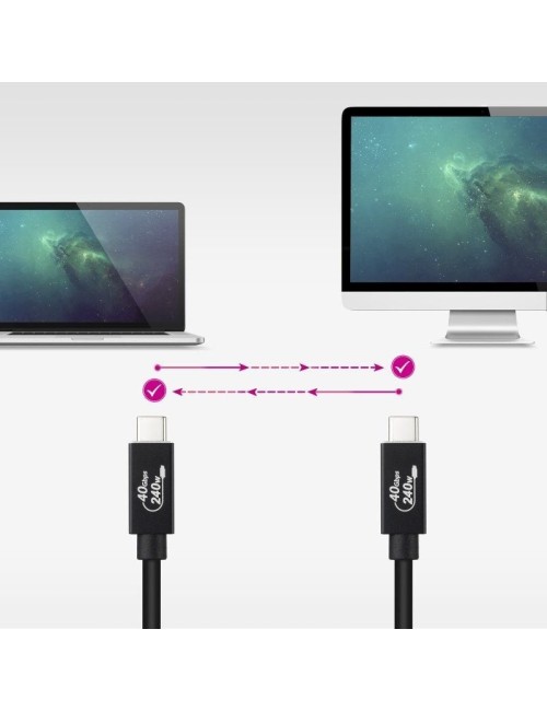 Cable USB 4.0 Nanocable 10.01.5001/ USB Tipo-C Macho - USB Tipo-C Macho/ Hasta 240W/ 40Gbps/ 1m/ Negro
