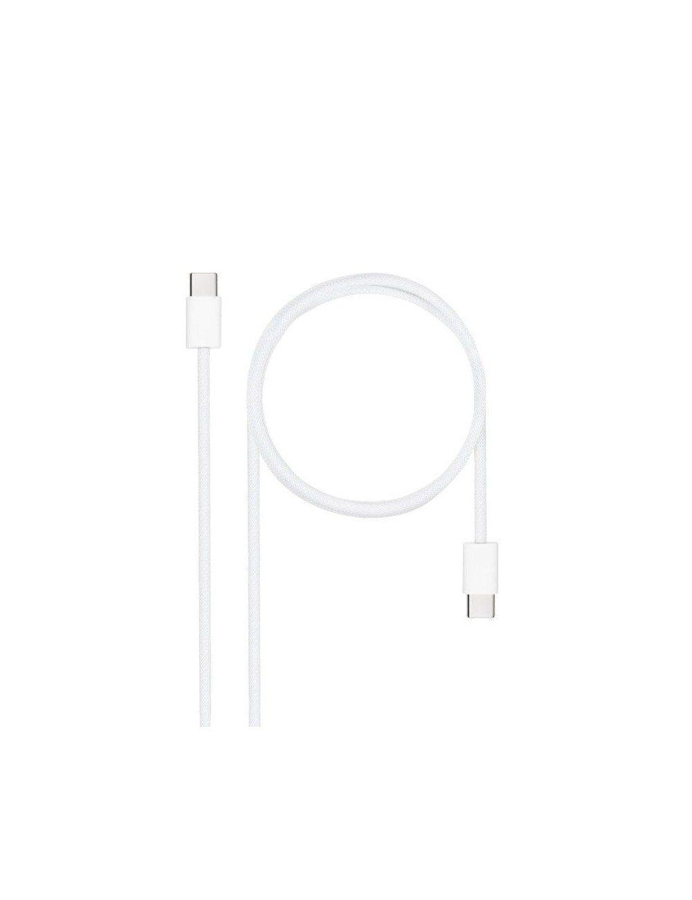 Cable USB 2.0 Tipo-C Nanocable 10.01.6001-CO/ USB Tipo-C Macho - USB Tipo-C Macho/ Hasta 60W/ 480Mbps/ 1m/ Blanco