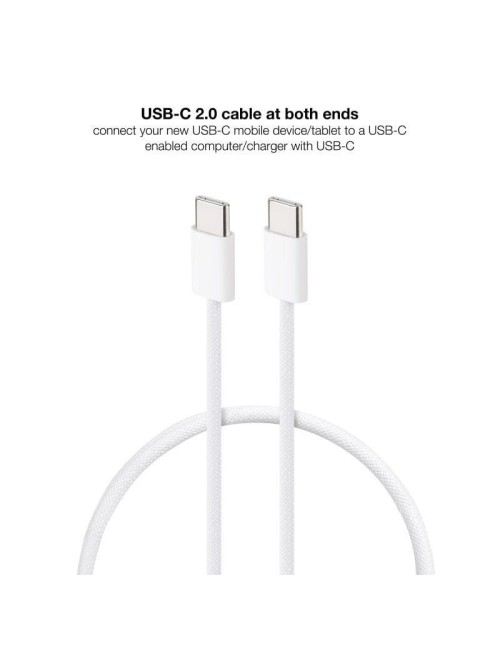 Cable USB 2.0 Tipo-C Nanocable 10.01.6002-CO/ USB Tipo-C Macho - USB Tipo-C Macho/ Hasta 60W/ 480Mbps/ 2m/ Blanco