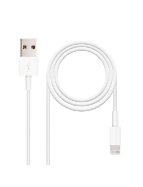 Cable USB 2.0 Lightning Nanocable 10.110.0401/ USB Macho - Lightning Macho/ 1m/ Blanco