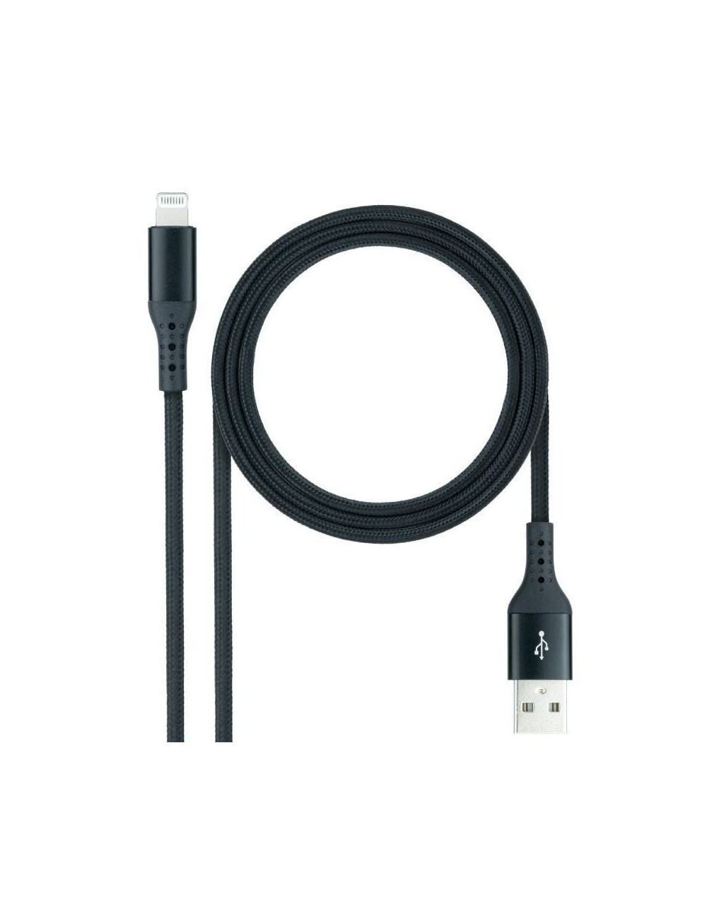 Cable USB 2.0 Lightning Nanocable 10.10.0401-COBK/ USB Macho - Lightning Macho/ 1m/ Negro
