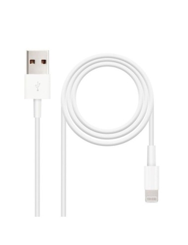 Cable USB 2.0 Lightning Nanocable 10.10.0402/ USB Macho - Lightning Macho/ 2m/ Blanco