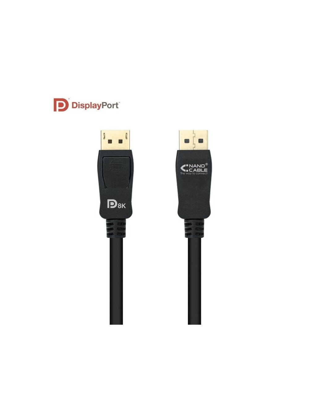 Cable DisplayPort 1.4 8K Nanocable 10.15.2502/ DisplayPort Macho - DisplayPort Macho/ 2m/ Certificado/ Negro