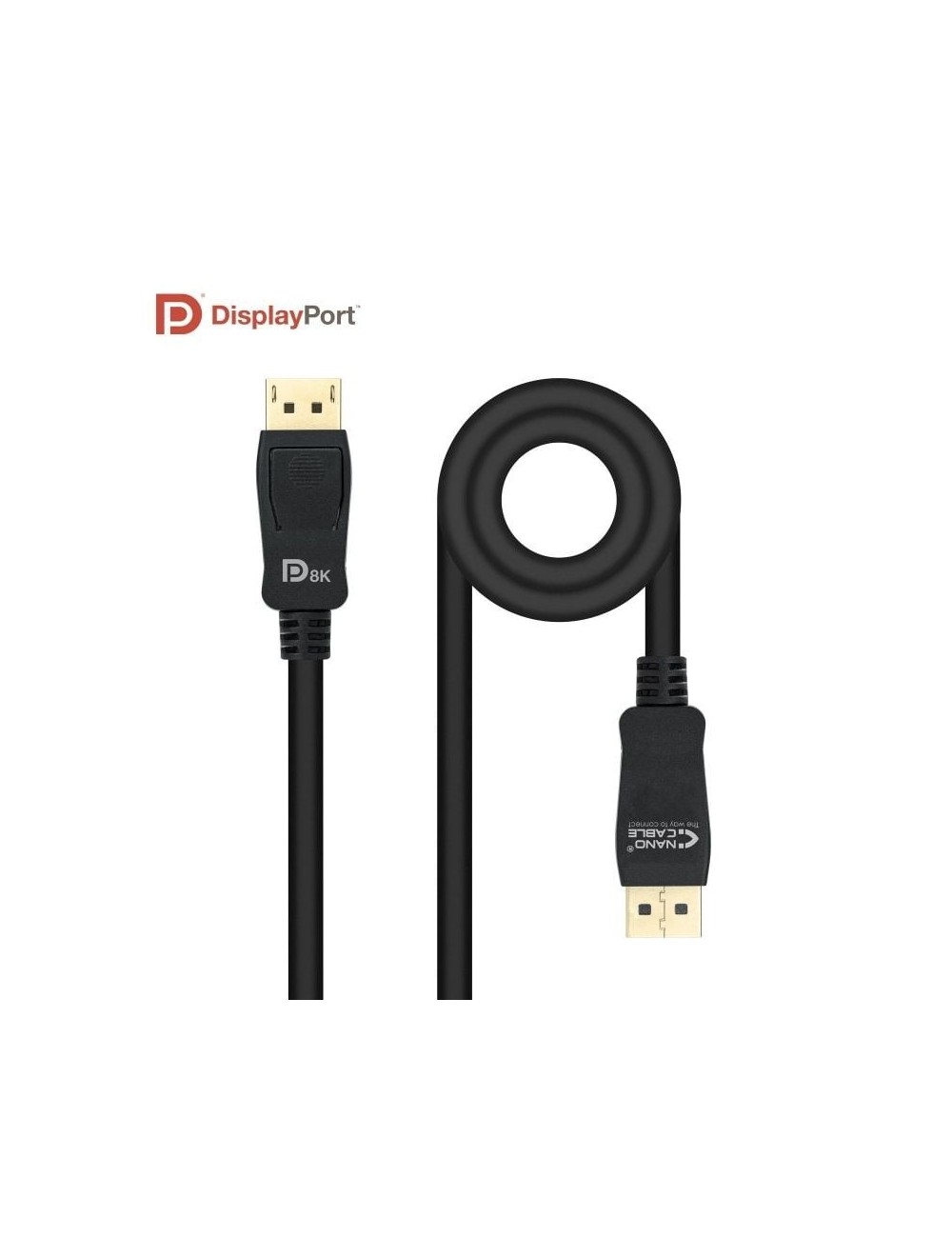 Cable DisplayPort 1.4 8K Nanocable 10.15.2502/ DisplayPort Macho - DisplayPort Macho/ 2m/ Certificado/ Negro