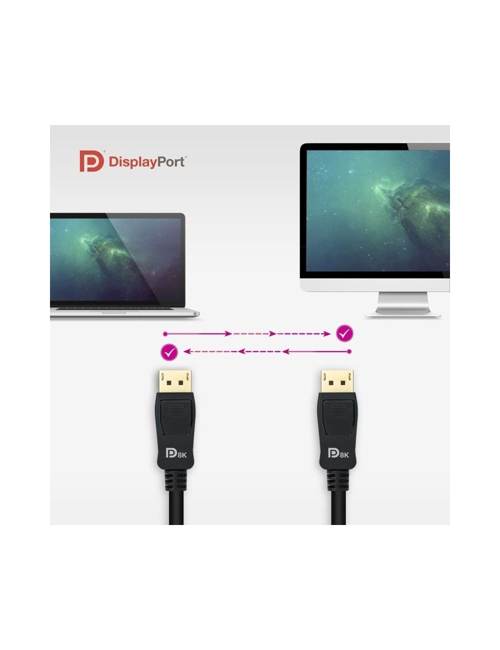 Cable DisplayPort 1.4 8K Nanocable 10.15.2502/ DisplayPort Macho - DisplayPort Macho/ 2m/ Certificado/ Negro