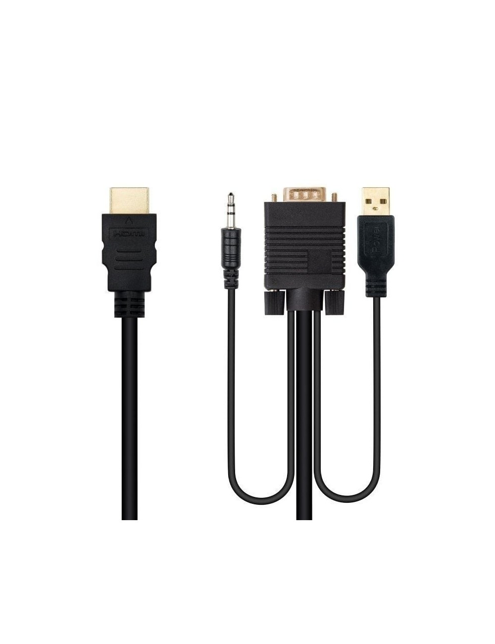 Cable Conversor Nanocable 10.15.4350/ HDMI Macho - VGA Macho - Jack 3.5 Macho - USB Macho/ 1.8m/ Negro