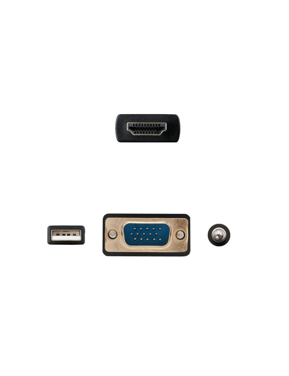 Cable Conversor Nanocable 10.15.4350/ HDMI Macho - VGA Macho - Jack 3.5 Macho - USB Macho/ 1.8m/ Negro