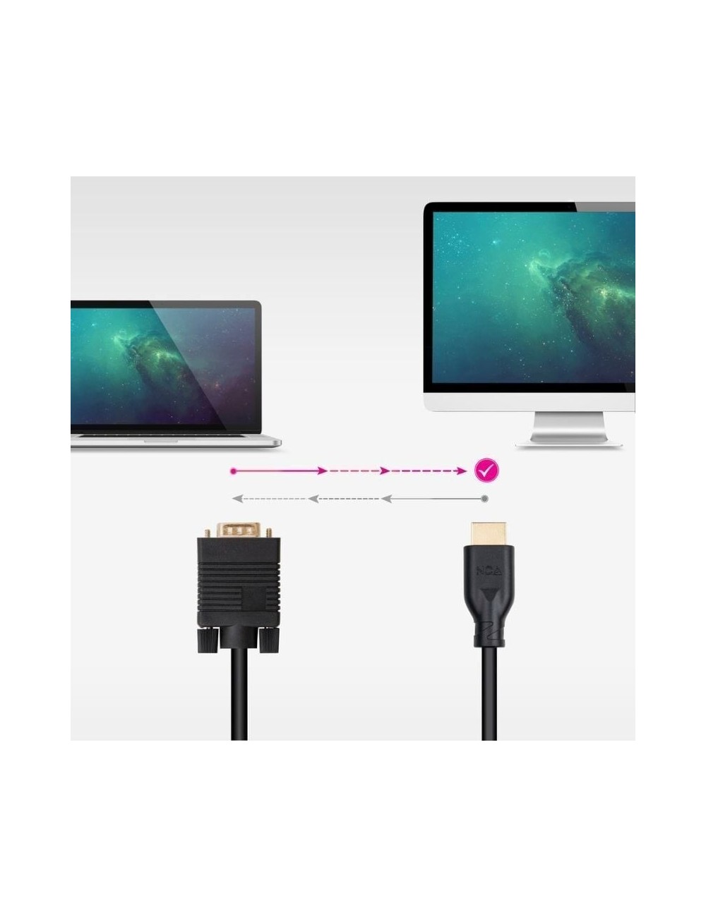 Cable Conversor Nanocable 10.15.4602/ VGA Macho - HDMI 8K Macho/ 1.8m/ Negro