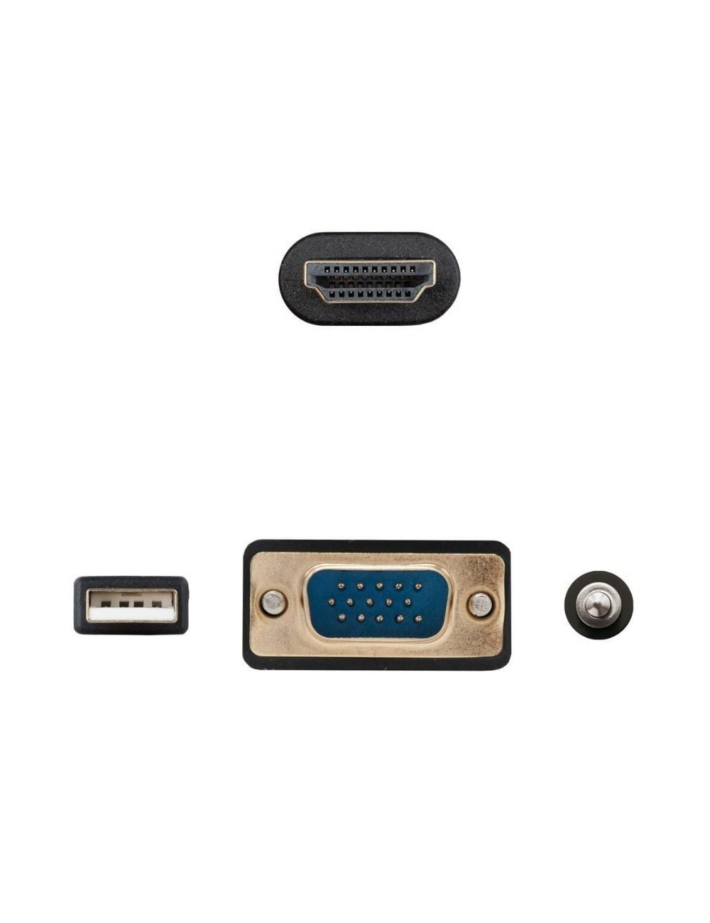 Cable Conversor Nanocable 10.15.4612/ HDMI Macho - VGA Macho/ Jack 3.5 Macho/ USB Macho/ 1.8m/ Negro