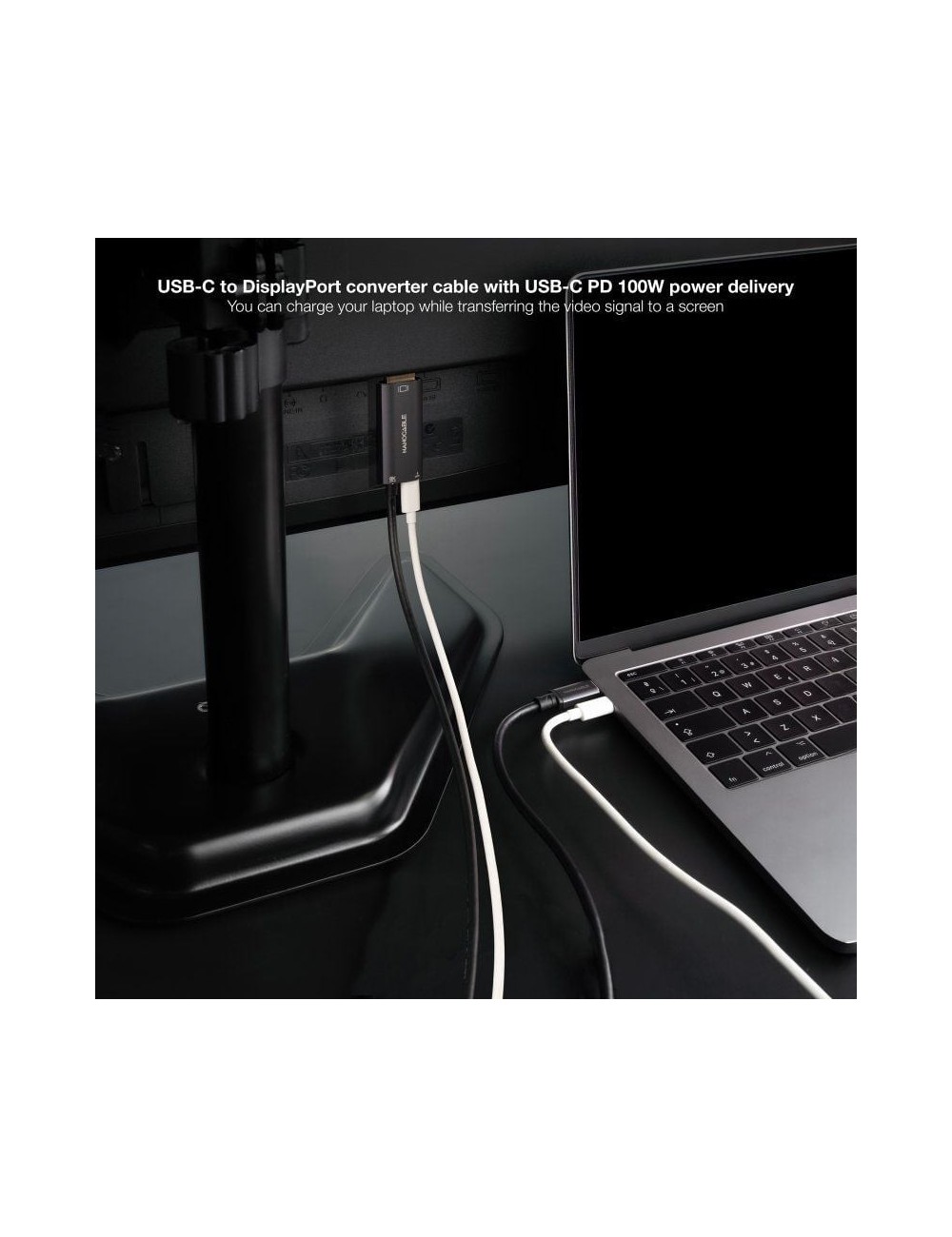 Cable Conversor Nanocable 10.15.5012/ USB Tipo-C Macho - DisplayPort 8K Macho/ USB Tipo-C Hembra/ Hasta 100W/ 1.8m/ Gris
