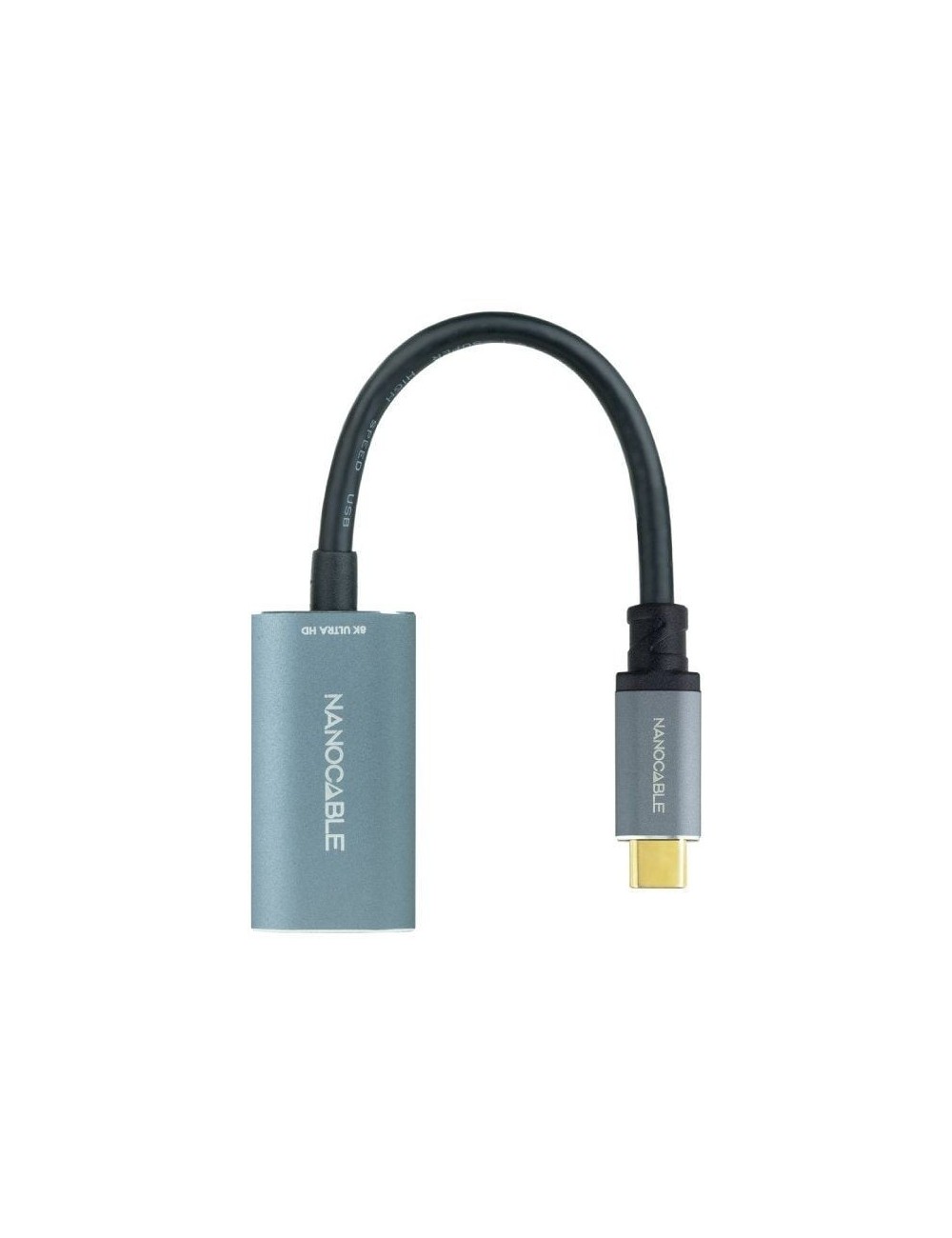 Conversor Nanocable 10.16.4104-G/ USB Tipo-C Macho - DisplayPort Hembra/ 15cm/ Gris