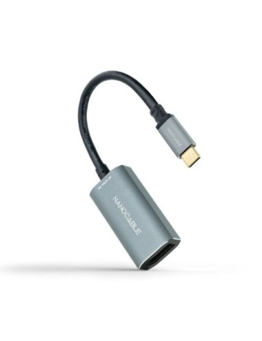 Conversor Nanocable 10.16.4104-G/ USB Tipo-C Macho - DisplayPort Hembra/ 15cm/ Gris