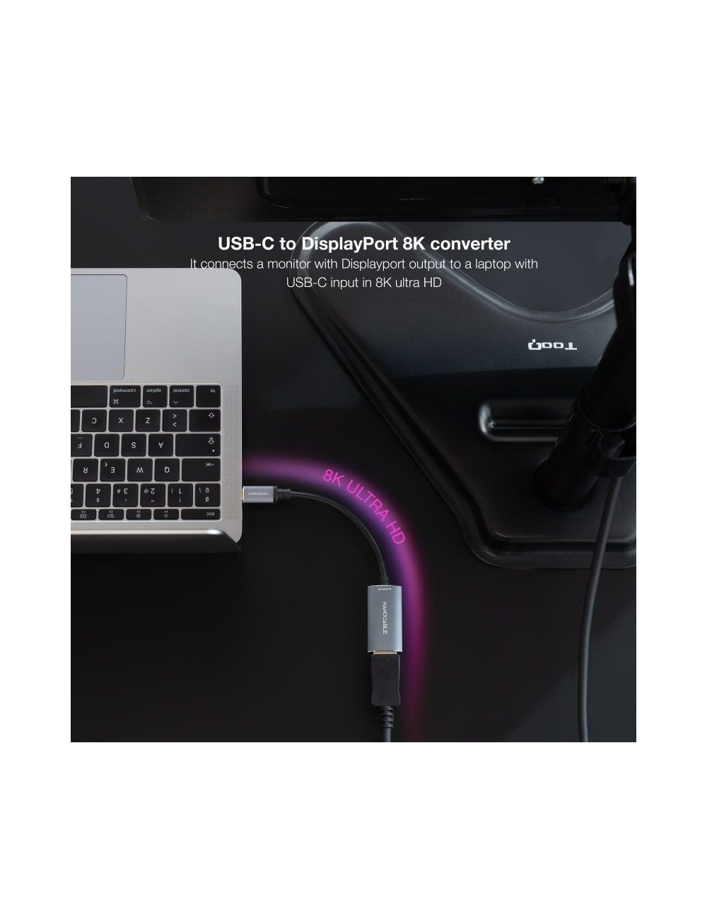 Conversor Nanocable 10.16.4104-G/ USB Tipo-C Macho - DisplayPort Hembra/ 15cm/ Gris