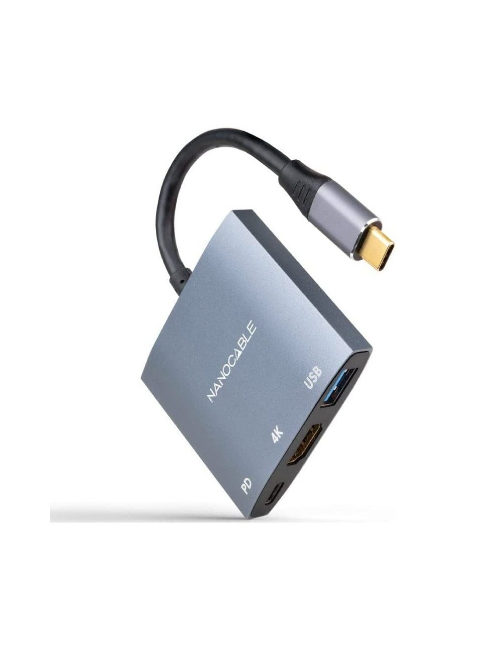 Conversor Nanocable 10.16.4306 USB Tipo-C/ HDMI 4K Hembra - USB Hembra - USB Tipo-C PD/ 15cm/ Gris