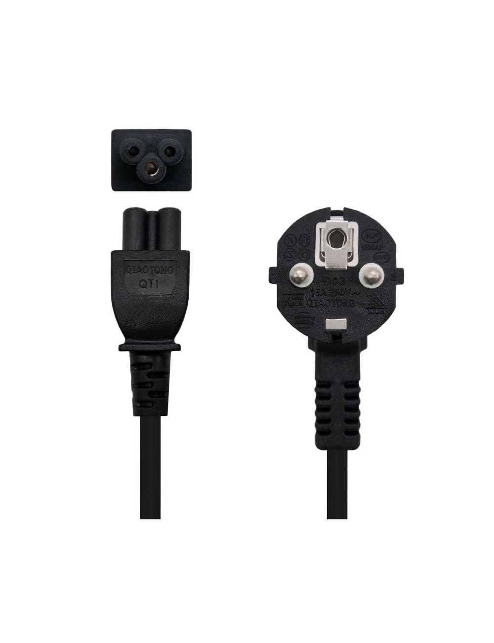 Cable Alimentación Trébol Nanocable 10.22.0302-L200/ Schuko Macho - C5 Hembra/ 2m/ Negro