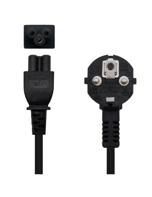 Cable Alimentación Trébol Nanocable 10.22.0302-L200/ Schuko Macho - C5 Hembra/ 2m/ Negro
