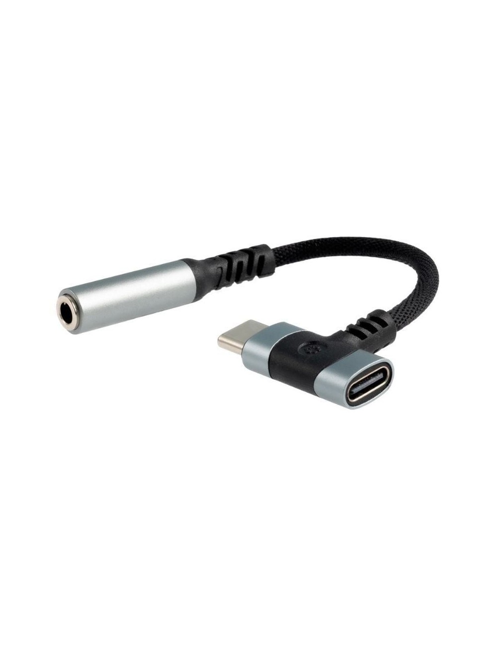 Cable Conversor Audio Nanocable 10.24.1207/ USB Tipo-C Macho - Jack 3.5/ USB Tipo-C Hembra/ 10cm/ Negro