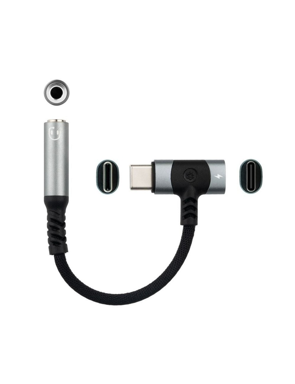 Cable Conversor Audio Nanocable 10.24.1207/ USB Tipo-C Macho - Jack 3.5/ USB Tipo-C Hembra/ 10cm/ Negro